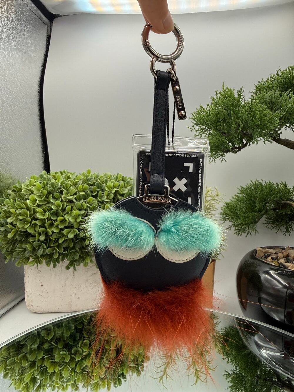 FENDI BUG FUR BAG CHARM WITH REMOVEABLE MIRROR